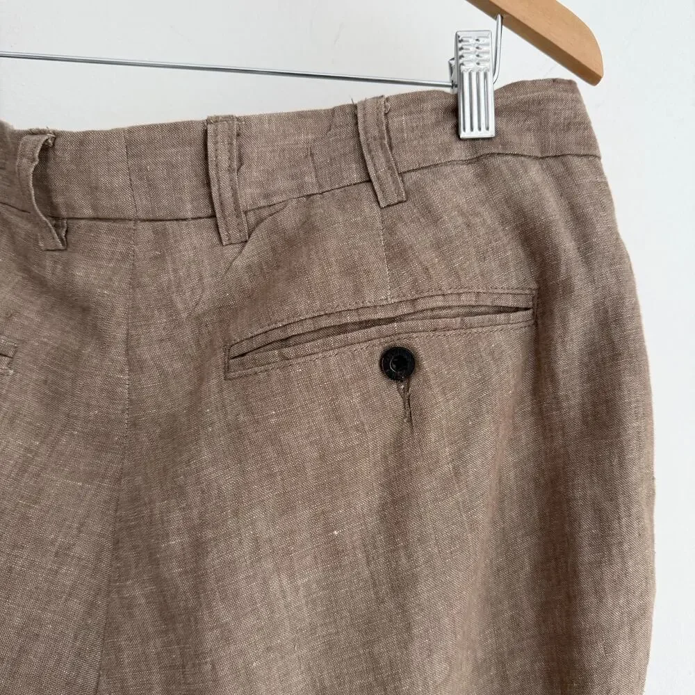 Orvis 100% Linen Pants Mens 36x29 Beige Khaki Trousers Minimalist Resort Wedding